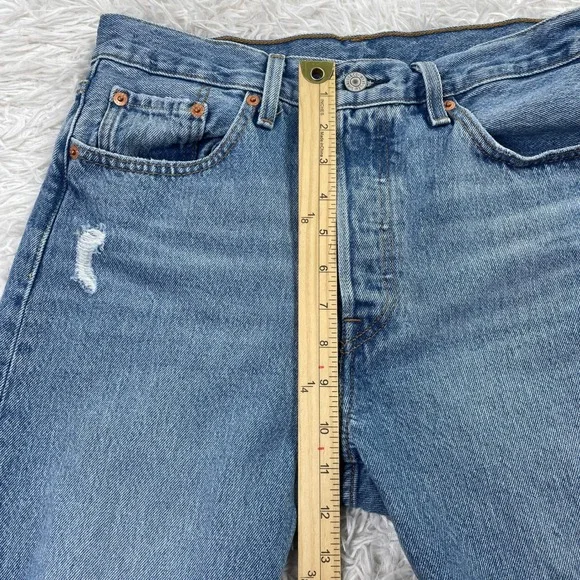 Levis Pants Womens 29x28 Blue 501S Skinny Button Fly Distressed Denim Jeans - Picture 11 of 14